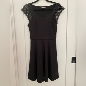 Black Dress with Lace Sleeves